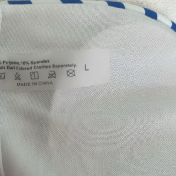 Blue and White Striped Women’s Swimsuit - Picture 2 of 4